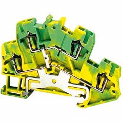 Borne à ressort - 2 niveaux - Conducteur de protection 4 pts - 2,5mm² vert/jaune