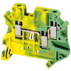 Borne à vis - pour conducteur de protection - 3 points - 4mm² - vert/jaune