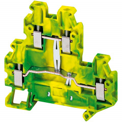Borne à vis 2 niveaux - conducteur de protection - 4 points - 4mm² - vert/jaune