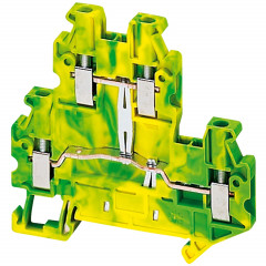 Borne à vis - 2 niveaux - conducteur de protection - 4 pts - 2,5mm² - vert/jaune