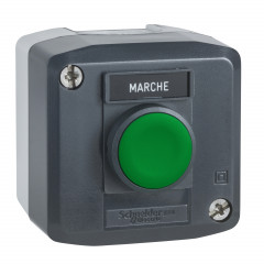 Harmony XAL - boite 1 bouton poussoir affleur vert Ø22 - 1F - étiquet 'MARCHE'
