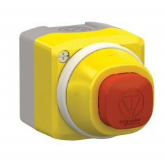 Harmony XAL - boite arrêt urgence avec anneau lumin - blanc rouge - 2O+1F - 24V