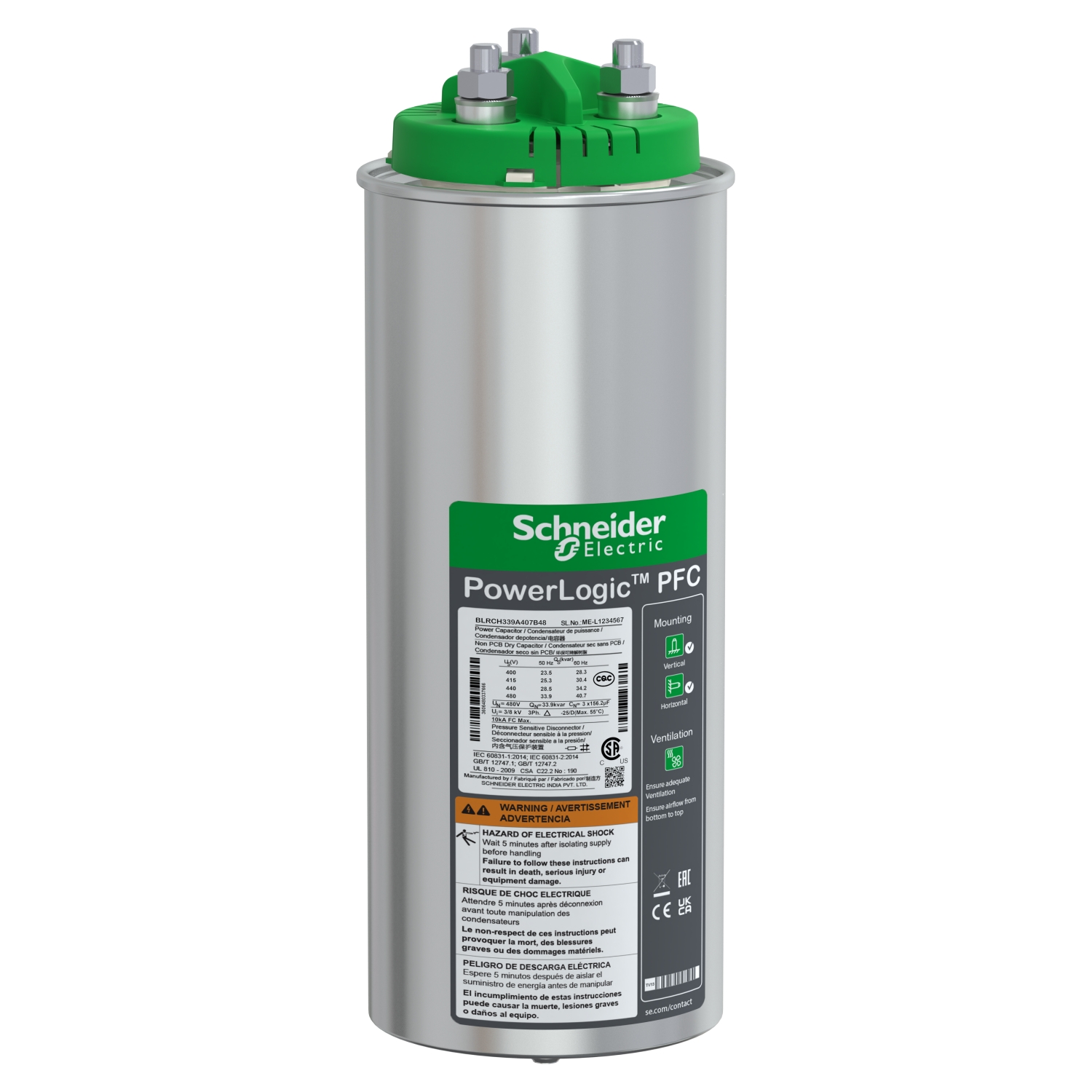 CONDENSATEUR CAN HDY 40/4 8KVAR 440V
