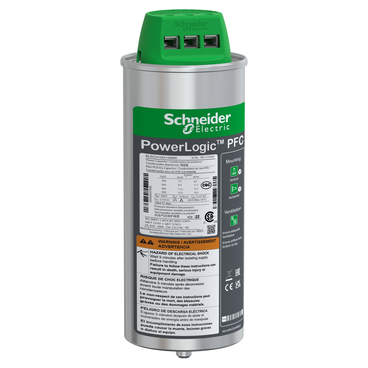 CONDENSATEUR CAN HDY 8.3/ 10 KVAR 240V