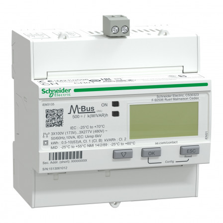 Acti9 iEM - compteur d'énergie tri - 63A - multitarif - alarme kW - Mbus - MID