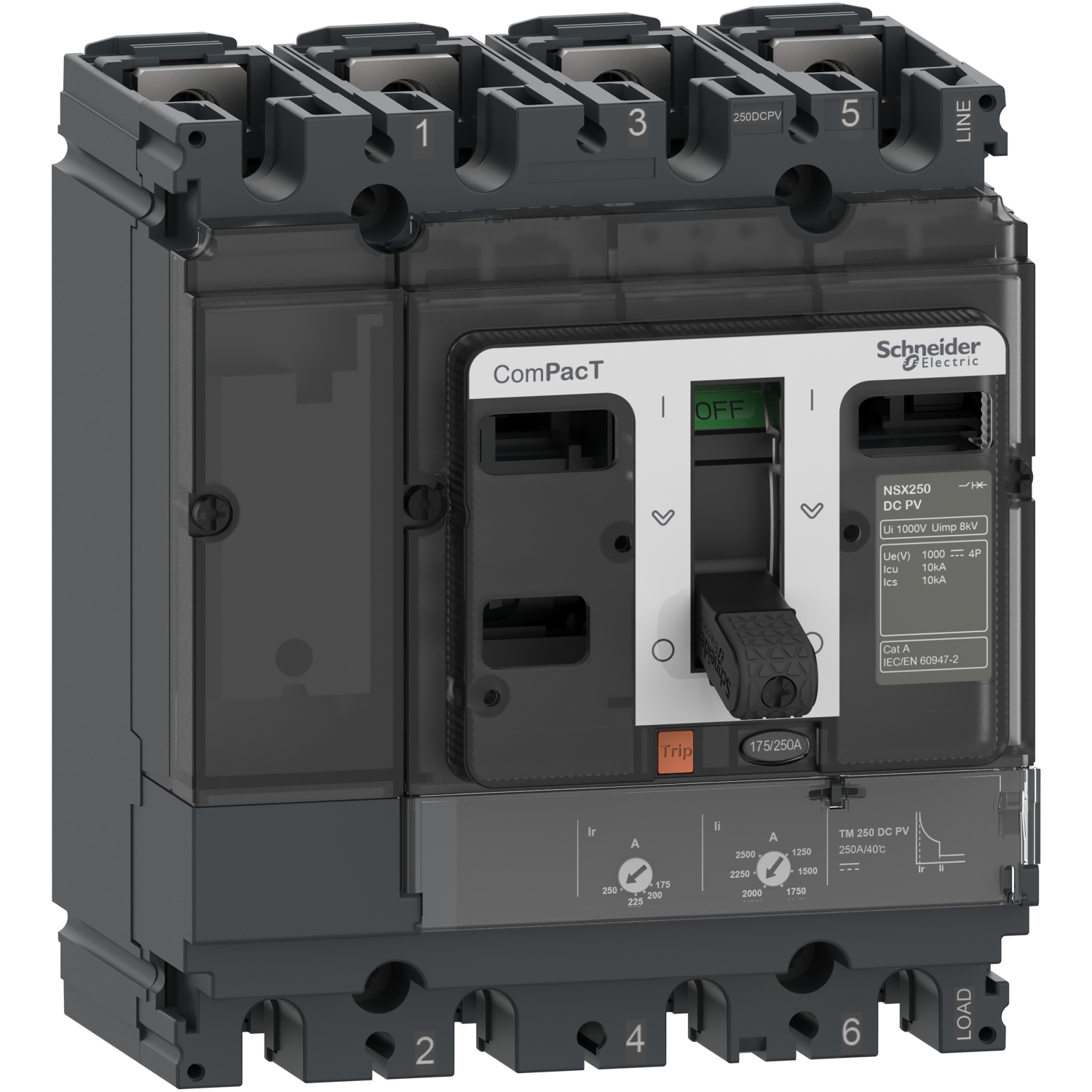 ComPacT NSX80 DC PV - Disjoncteur - TM-DC PV 80A - 4P4D - 10kA - montage fixe