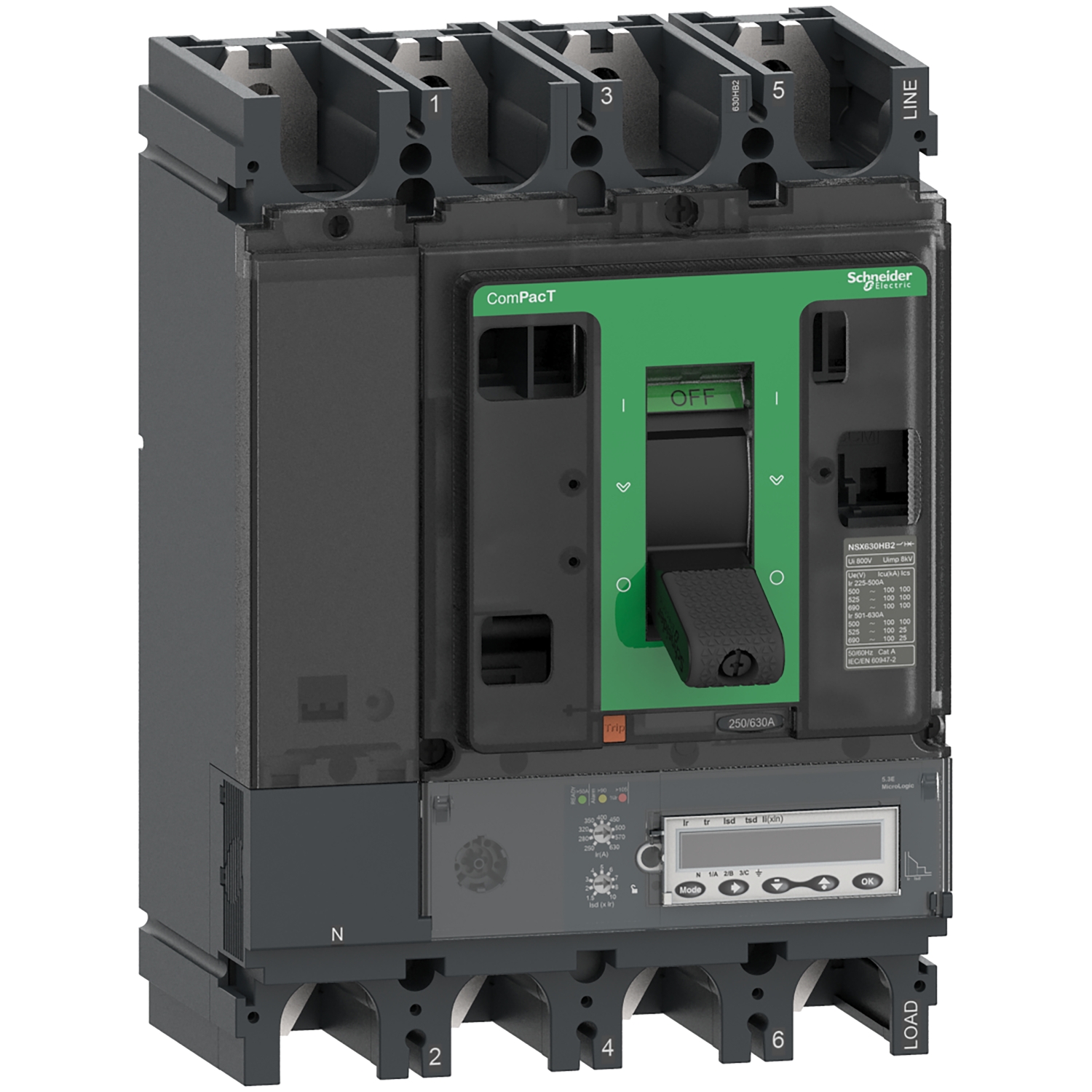 ComPacT NSX400HB1 - Disjoncteur - MicroLogic 5.3E 400A - 4P4D - 75kA - fixe