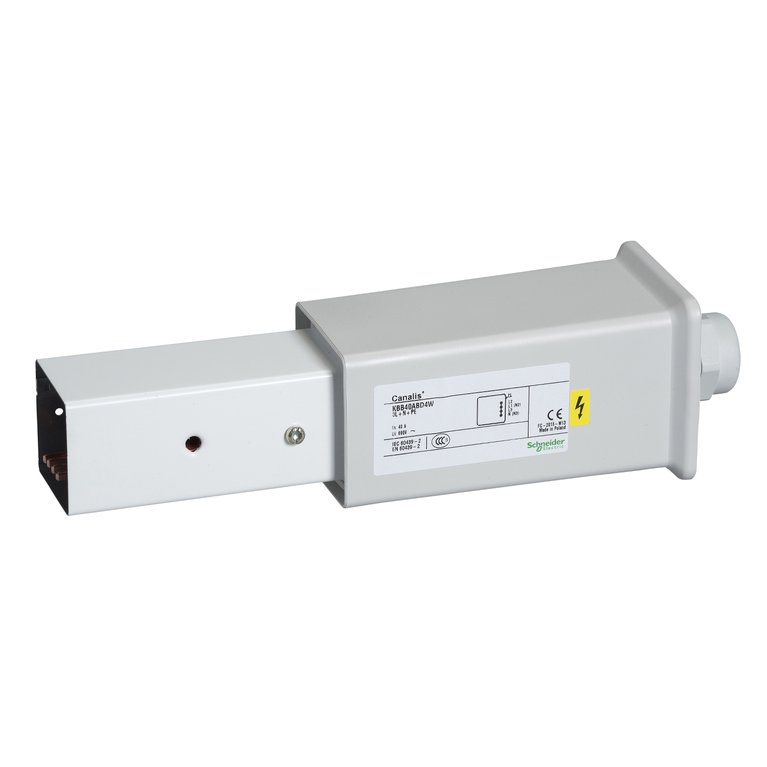 Canalis KBB - embout d'alimentation 40A - montage droite - blanc
