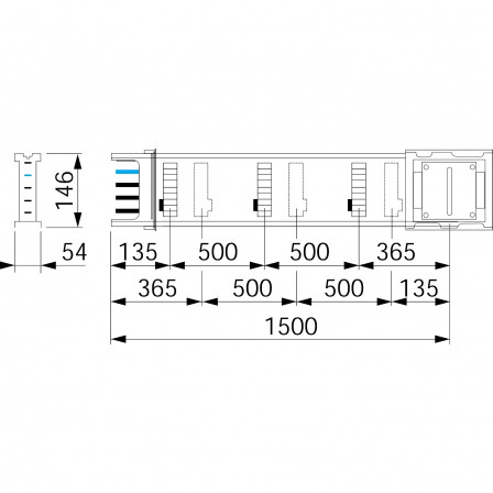 Canalis KSA - élément droit 400A - 1,5m - 6 fenêtres