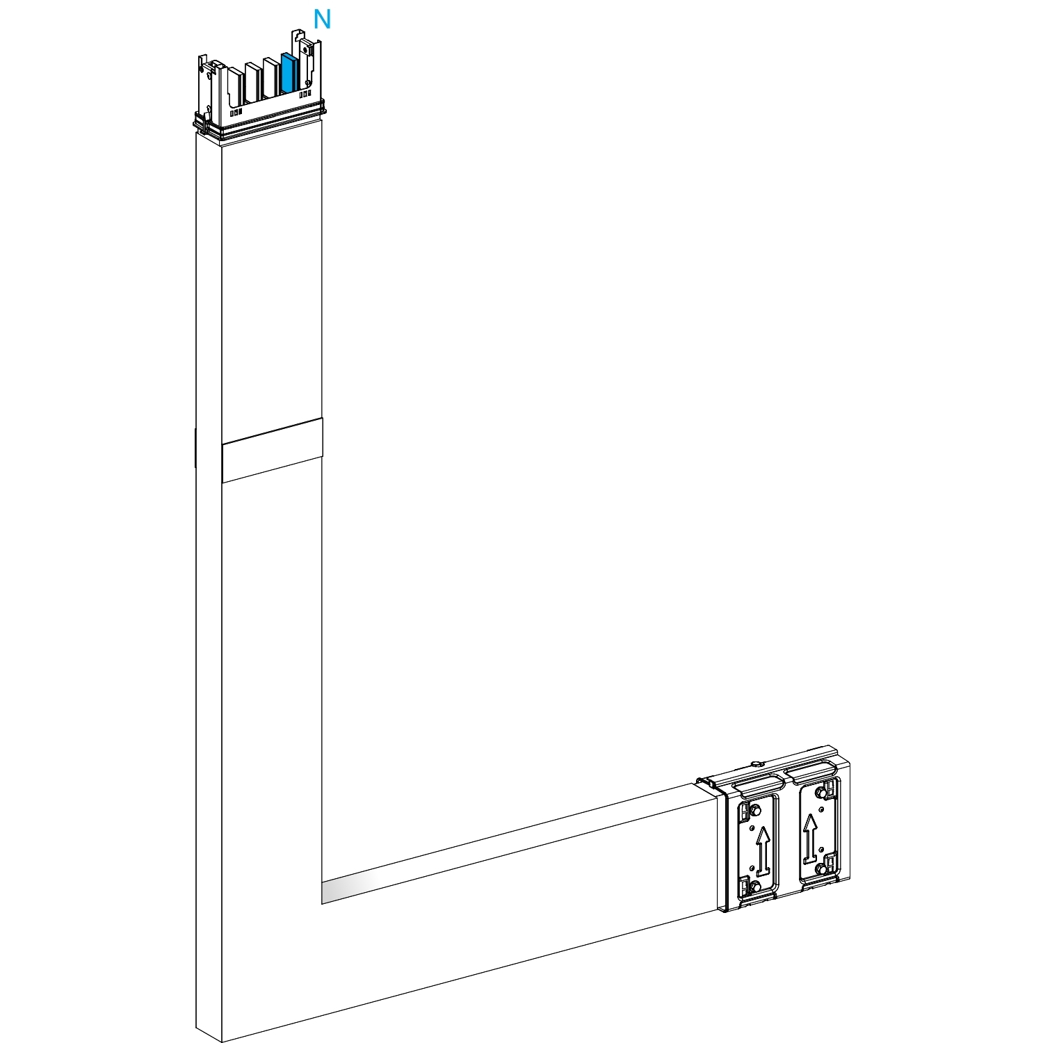 Canalis KSA - coude spécial 250A montage haut - 2 côtés ajust. 250 à 1200mm