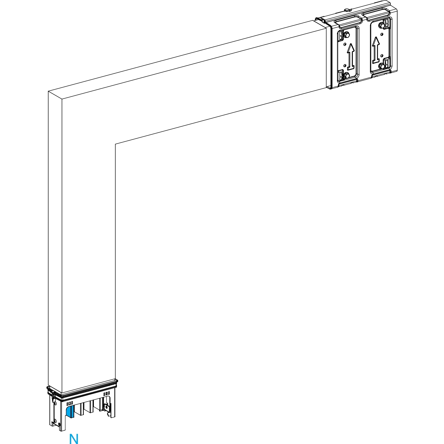 Canalis KSA - coude spécial 250A montage vers bas - 2 côtés ajust. 250 à 750mm