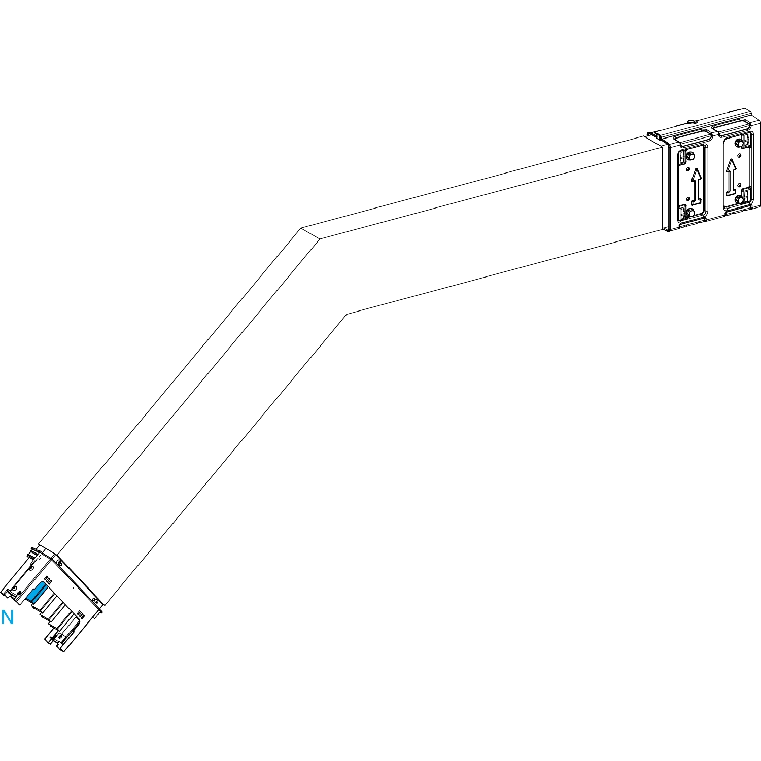 Canalis KSA - Coude spé. vert. 240A - vers bas 95° à 175° - côtés 250 à 750mm