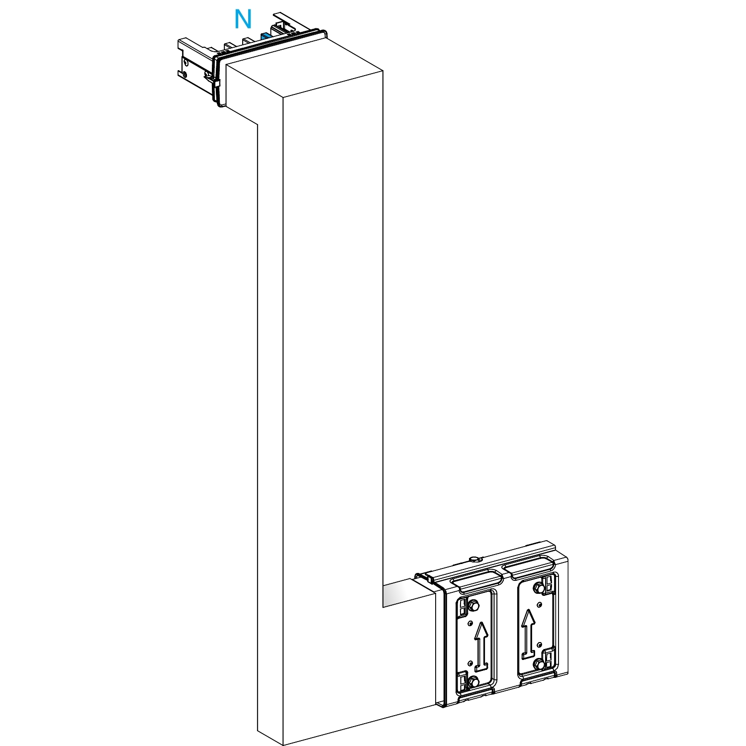 Canalis KSA - coude multiple 250A - vers haut & droite - A&C=250mm-B=250-750