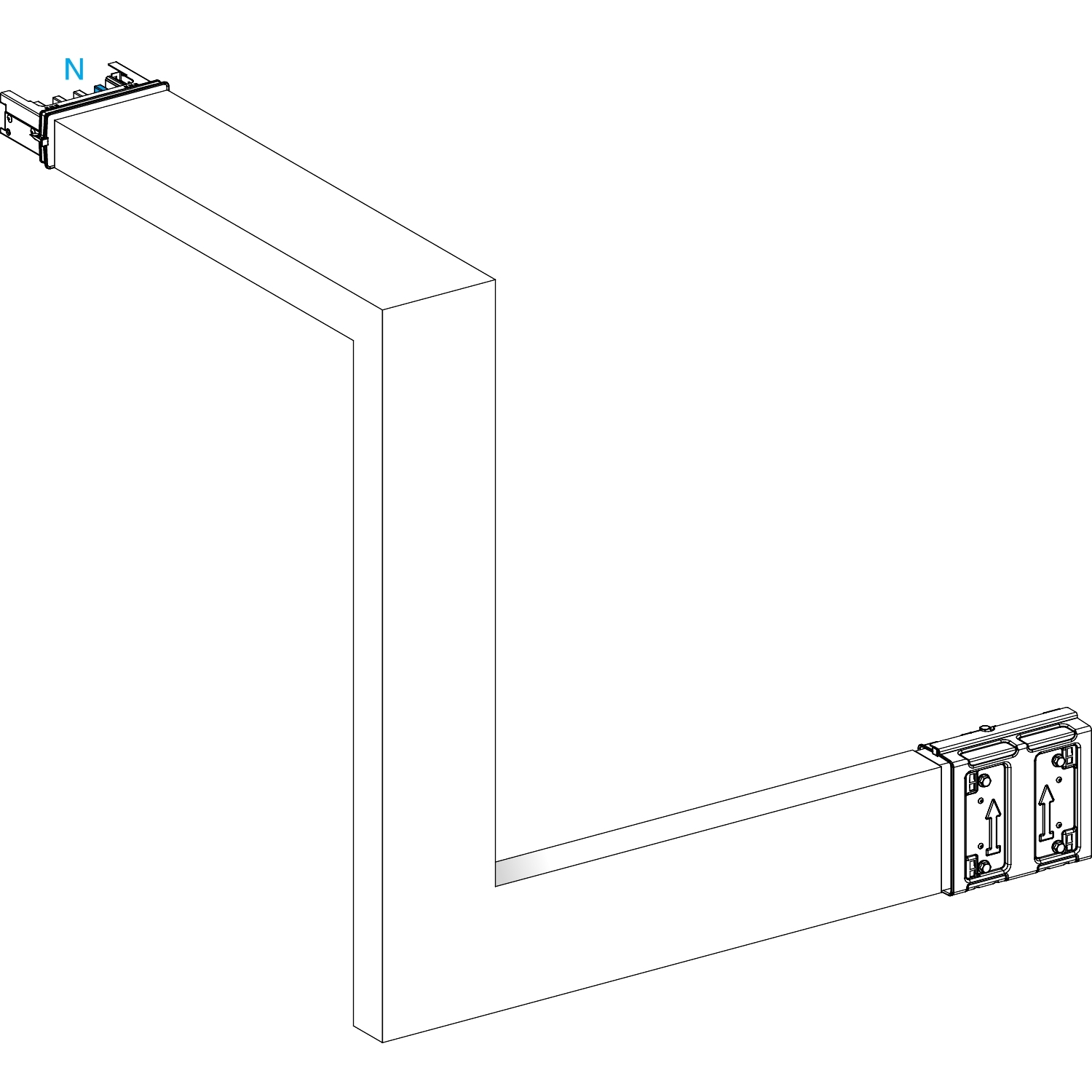 Canalis KSA - coude multiple 250A - vers haut & droite - 3 côtés ajust 250-750mm