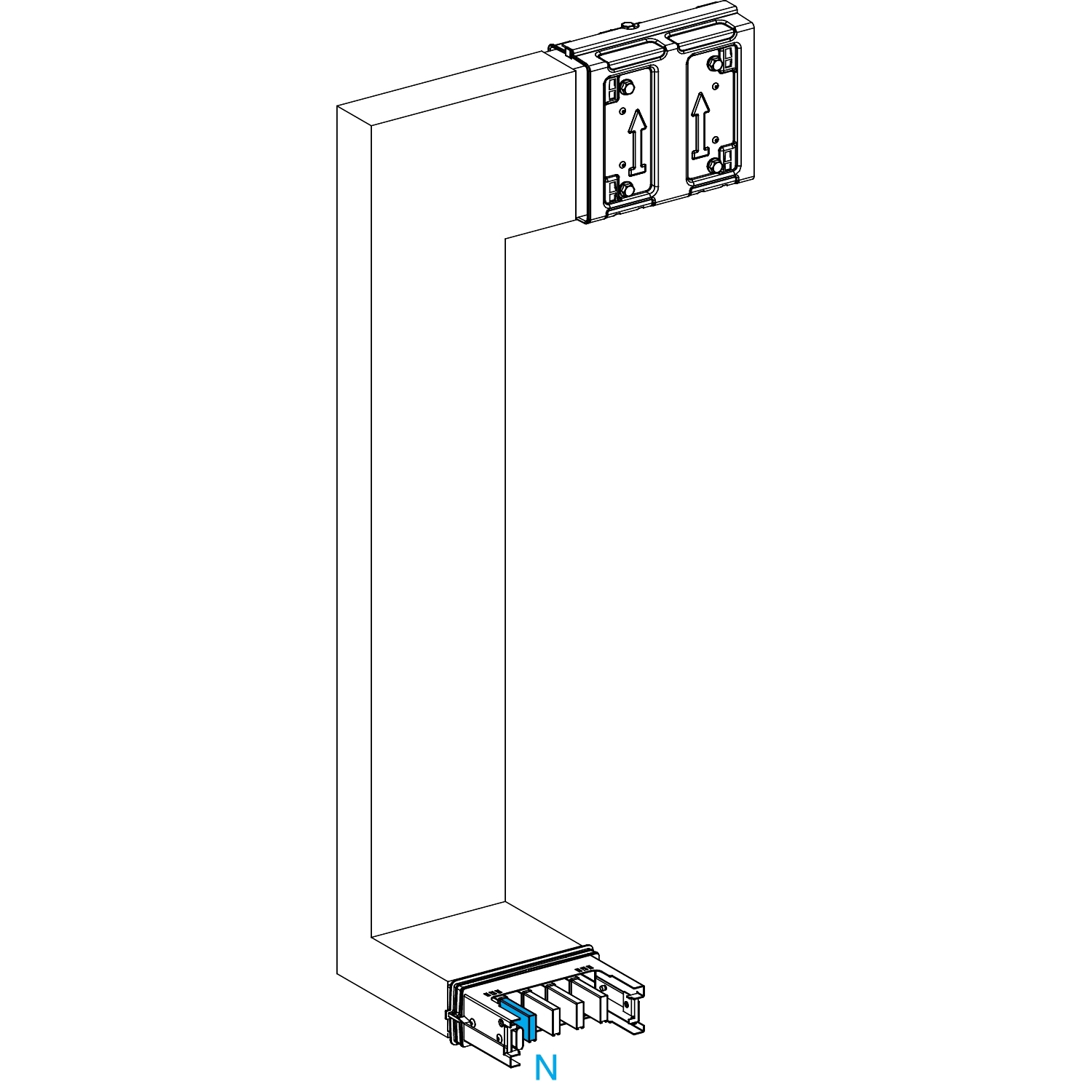 Canalis KSA - coude multiple 250A - vers bas & gauche - A&C =250mm - B=250-750