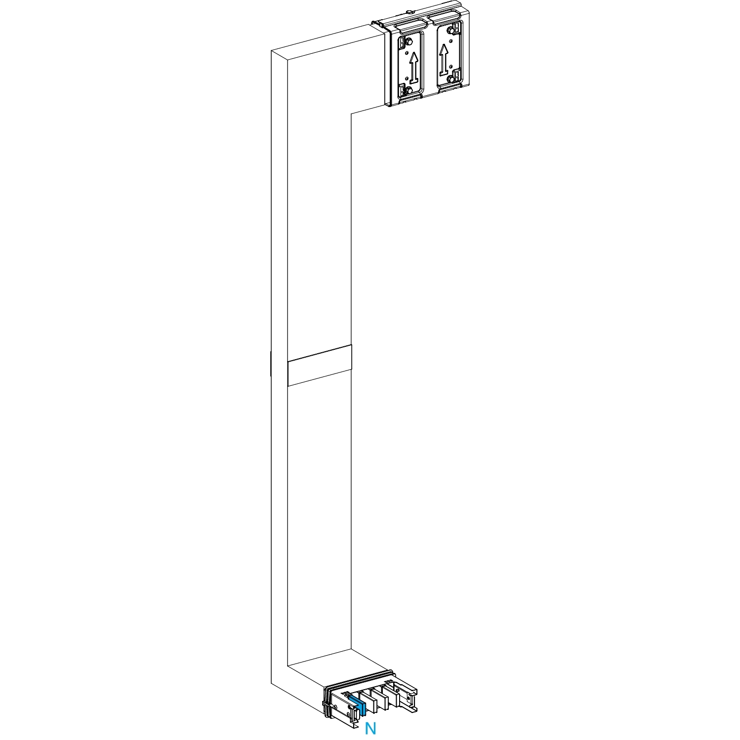 Canalis KSA - coude mult. coupe feu 250A -vers bas & gauche-A&C=250mm-B=700-1200