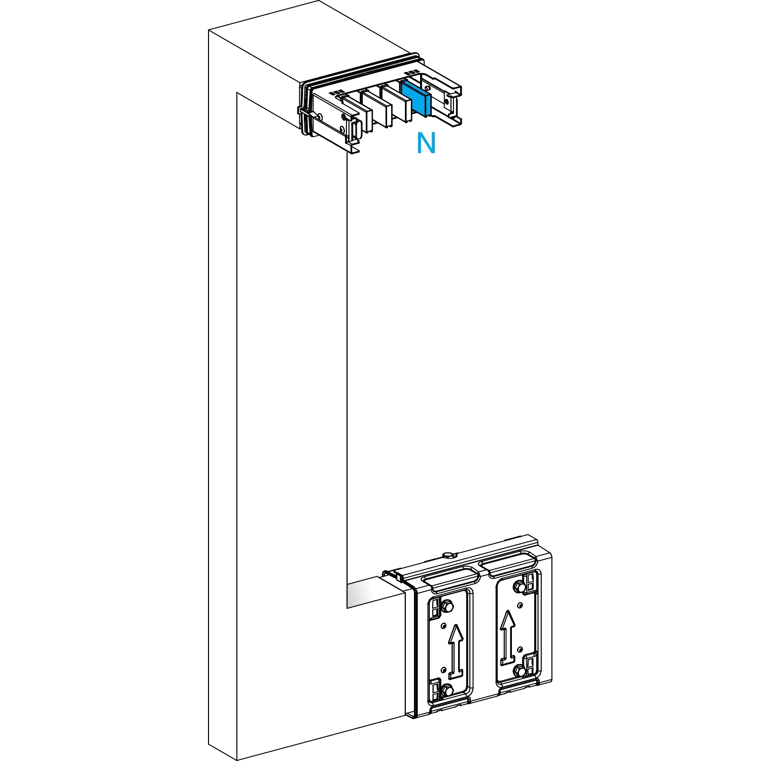 Canalis KSA - coude multiple 250A - vers haut & gauche - A&C=250mm-B=250-750
