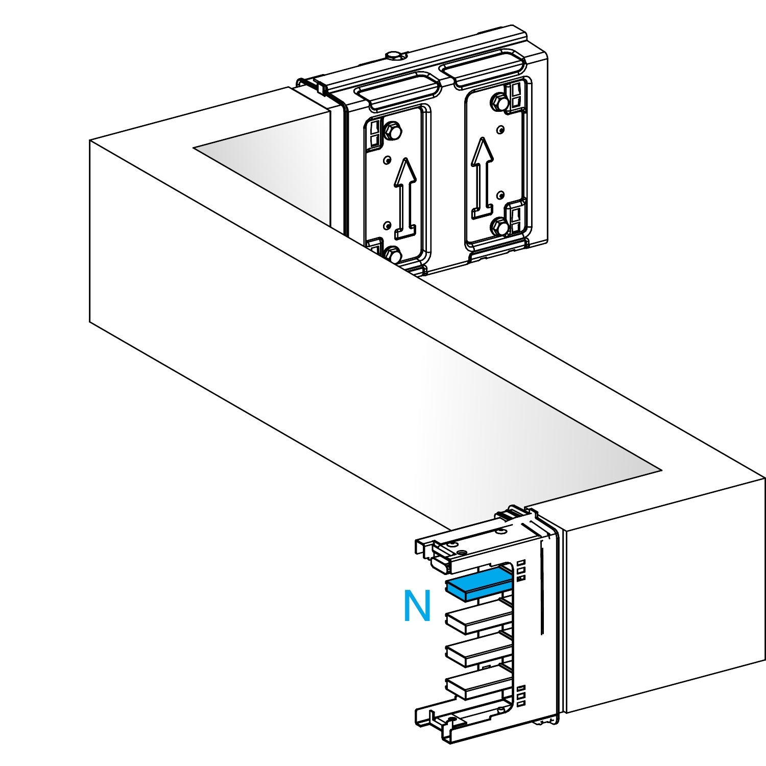 Canalis KSA - Zed horiz. 250A - Gau./Dr. - A&C=250mm - B=250-750mm
