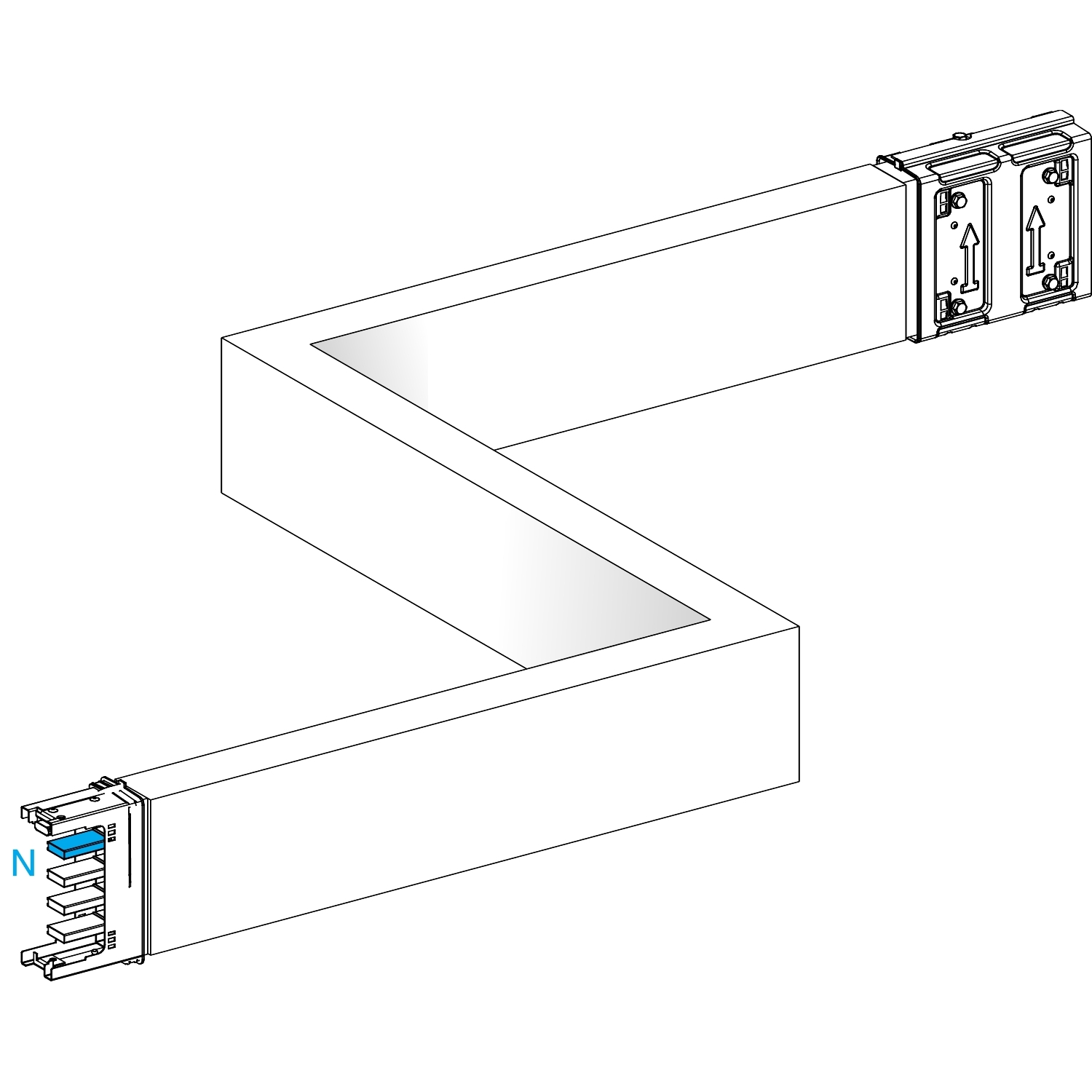 Canalis KSA - Zed horiz. 250A - Gau./Dr. - 3 côtés ajustables 250-750mm