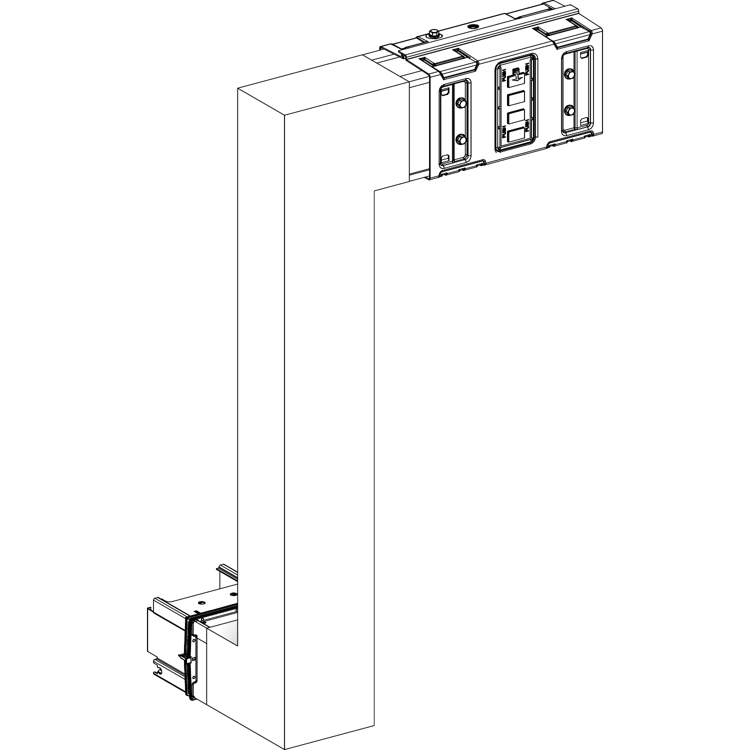 Canalis KSA - coude multiple 1000A - vers bas & droite - A&C =300mm - B=300-800