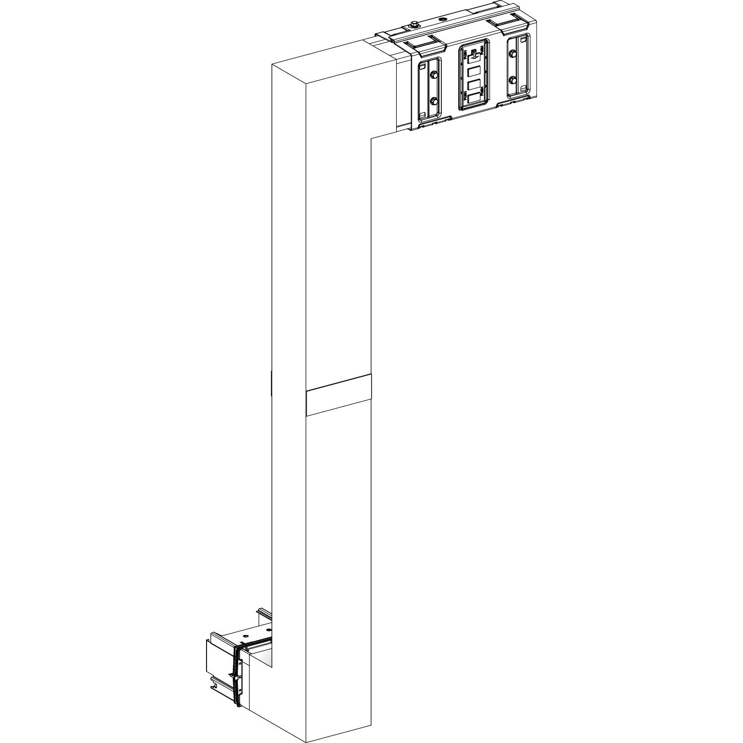 Canalis KSA - coude mult. coupe feu 1000A-vers bas & droite-A&C=300mm-B=700-1200