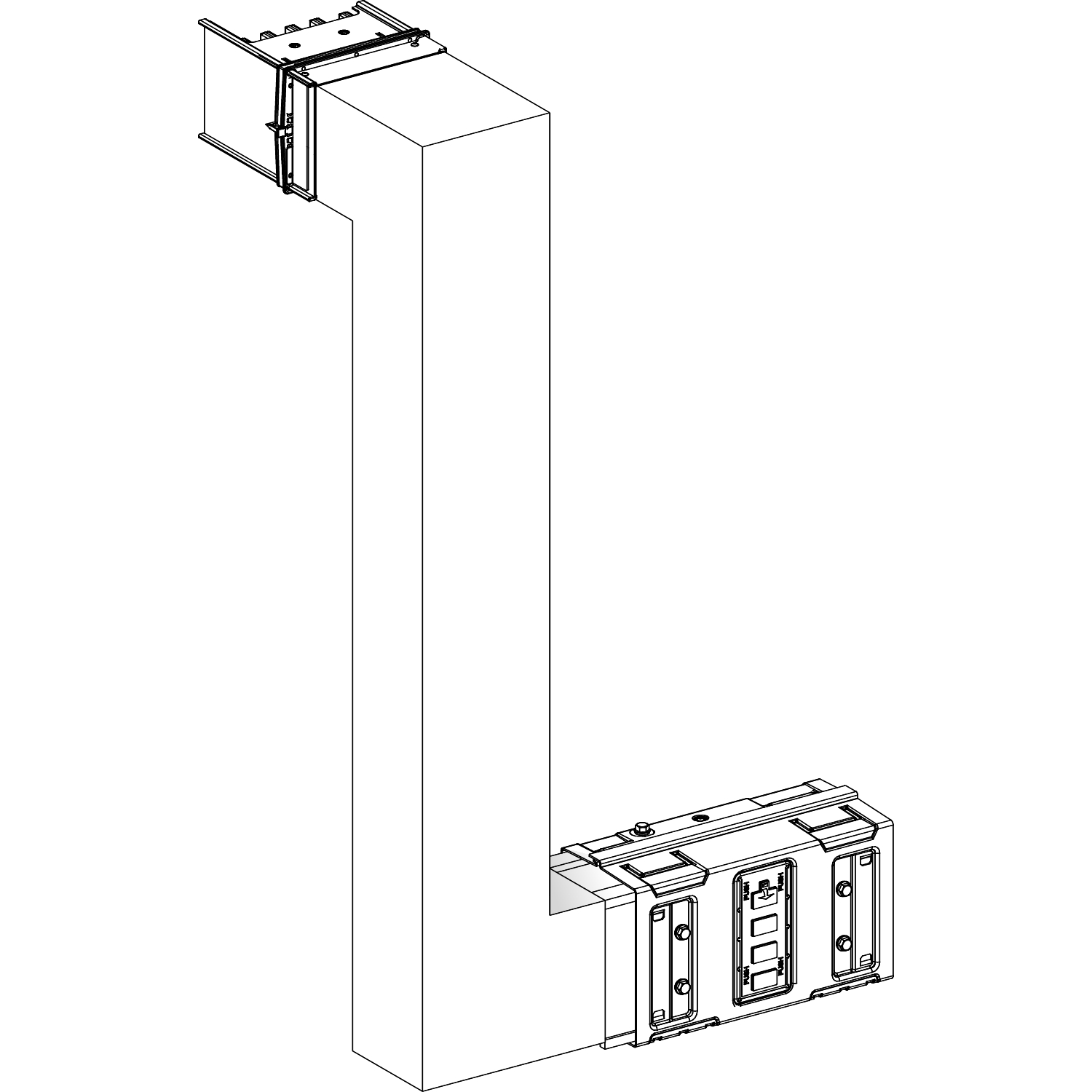 Canalis KSA - coude multiple 1000A - vers haut & droite - A&C=300mm-B=300-800