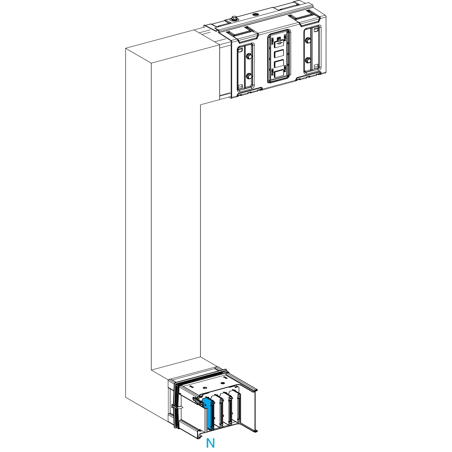 Canalis KSA - coude multiple 1000A - vers bas & gauche - A&C =300mm - B=300-800