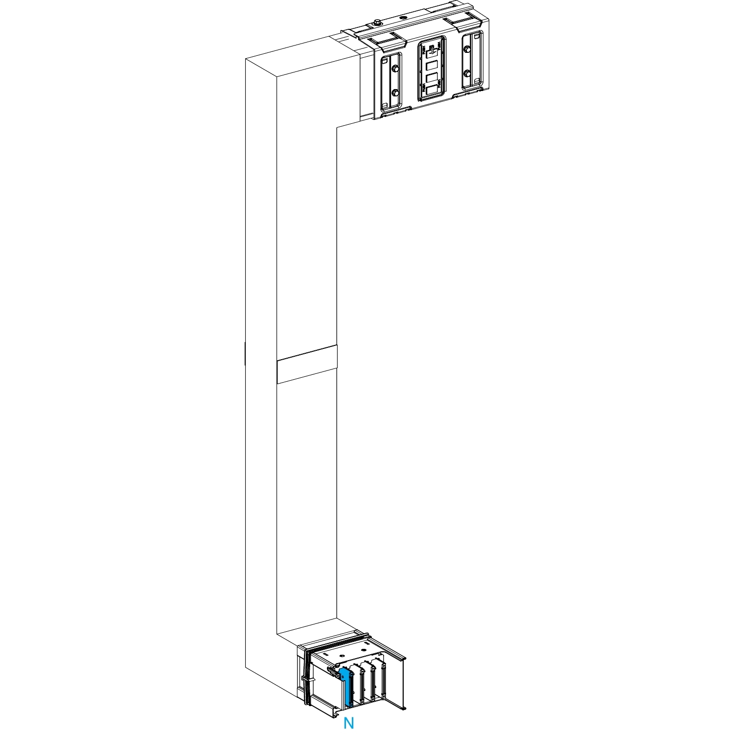 Canalis KSA - coude mult. coupe feu 1000A-vers bas & gauche-A&C=300mm-B=700-1200
