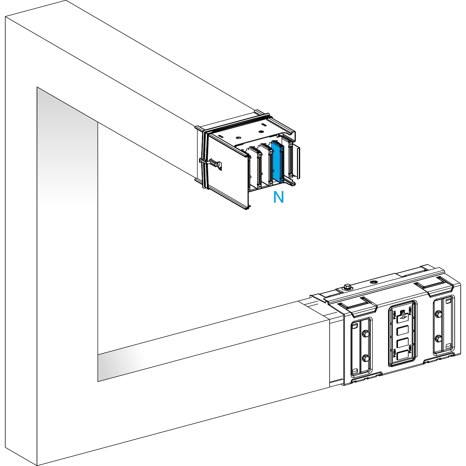 Canalis KSA - coude multiple 1000A - 3 côtés ajustables 300-800mm