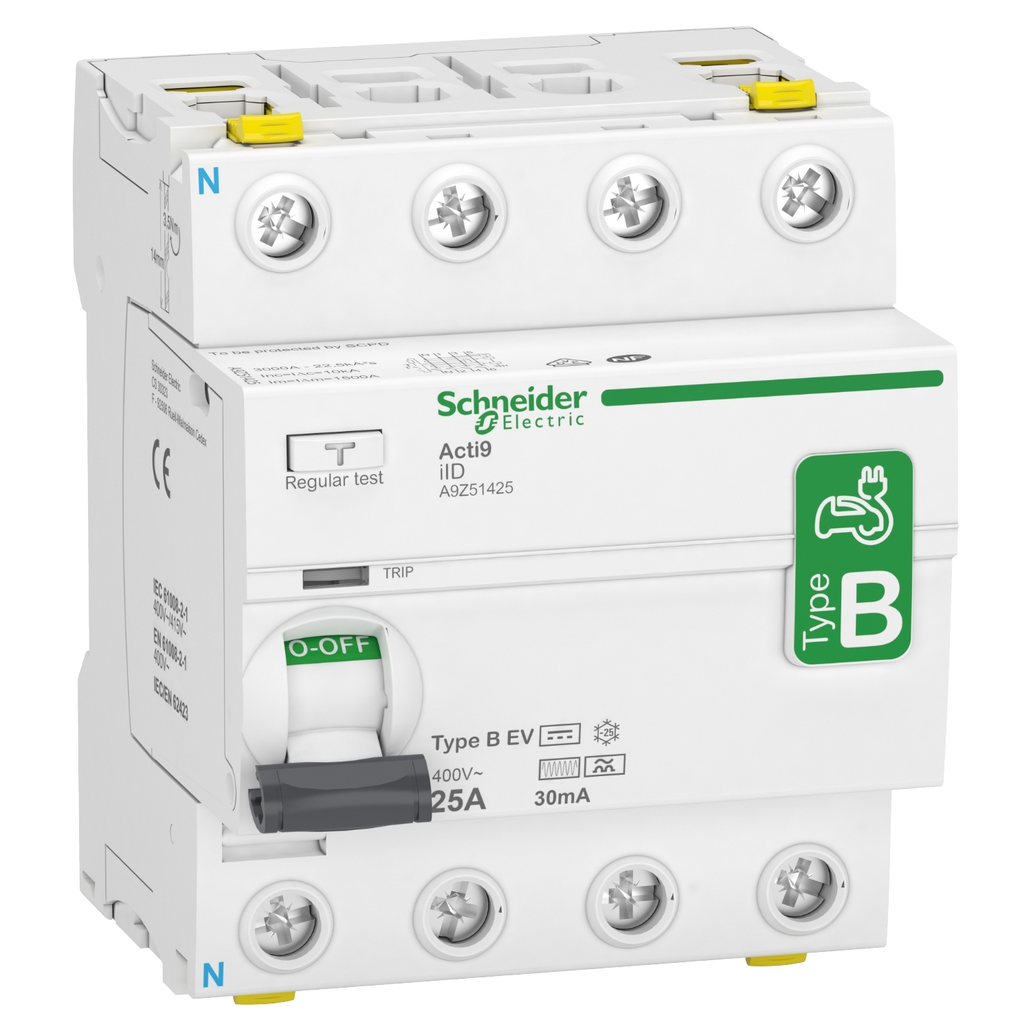 Acti9 iID 4P 25A 30mA B EV RCCB