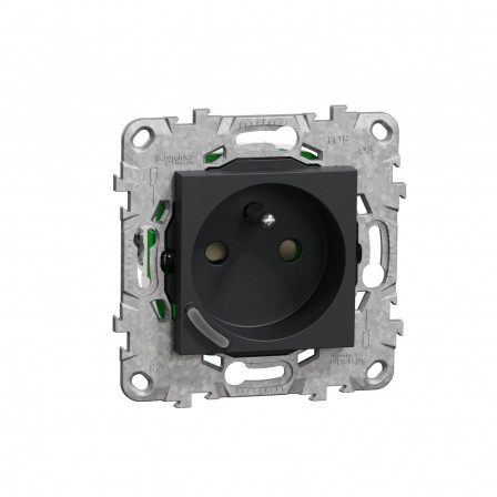 Wiser Unica - Prise 2P+T connectée - 16A  - zigbee - Anthracite
