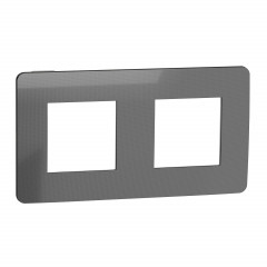 Unica Studio Métal - plaque de finition - Black aluminium liseré Anthracite - 2P