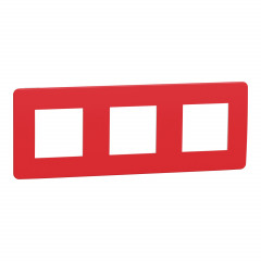 Unica Studio Color - plaque de finition - Rouge cardinal liseré Blanc - 3 postes