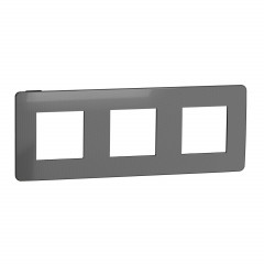 Unica Studio Métal - plaque de finition - Black aluminium liseré Anthracite - 3P