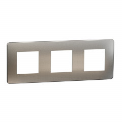 Unica Studio Métal N - plaque de finition - Aluminium liseré Blanc - 3 postes
