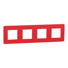 Unica Studio Color - plaque de finition - Rouge cardinal liseré Blanc - 4 postes