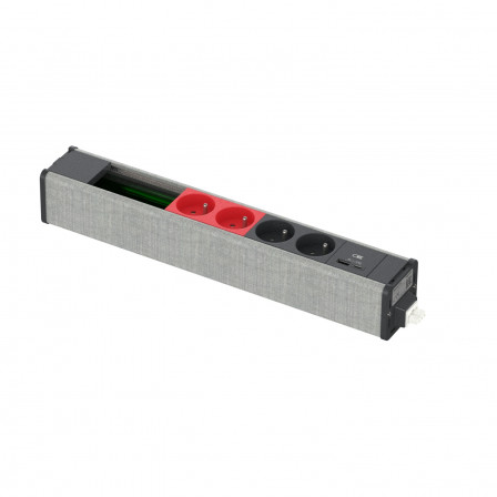 Unica System+ - nourrice précâb M - 2x2P+T +2x2P+Trouge +USB A+C +VDI 4mod - a/t