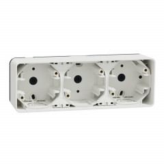 Mureva Styl - Boîte 3 postes horizontale - saillie - IP55 - IK08 - blanc