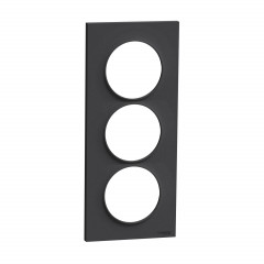 Odace Styl -  plaque anthracite - 3 postes verticaux entraxe 57mm