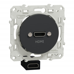 Odace - prise HDMI type A - anthracite - prise femelle / câble femelle arrière
