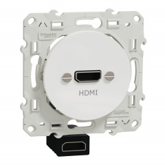 Odace - prise HDMI type A - blanc - prise femelle / câble femelle à l'arrière