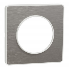 Odace Touch - plaque aluminium brossé avec liseré - blanc - 1 poste