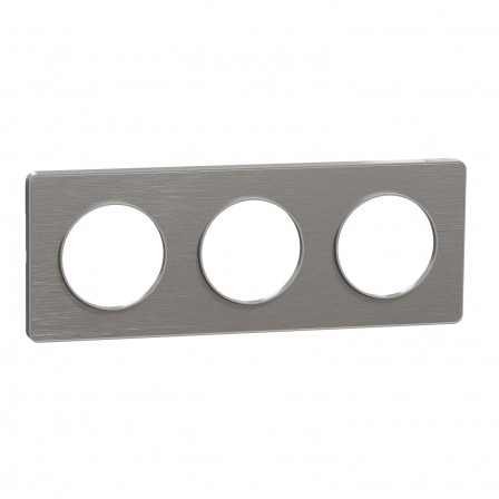 Odace Touch - plaque aluminium brossé liseré alu - 3 postes - horiz./vert. 71mm