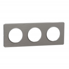 Odace Touch - plaque aluminium brossé liseré alu - 3 postes - horiz./vert. 71mm