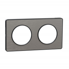 Odace Touch - plaque aluminium brossé - liseré anth. - 2 post. horiz./vert. 71mm