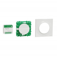 Odace sans fil sans pile - Kit actionneur micro + inter + plaque Styl - blanc