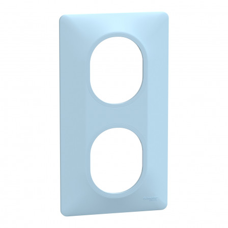 Ovalis - Plaque de finition - 2 postes Vertical - entraxe 71mm - Bleu Azurin
