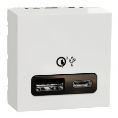 Unica - prise chargeur USB double - rapide 18W - 3,4A type A+C - 2 mod - blanc