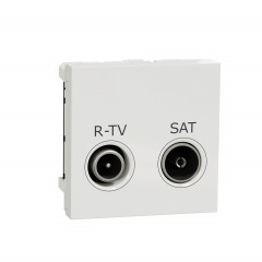 Unica - prise R-TV + SAT - individuel - 2 mod - Blanc - méca seul