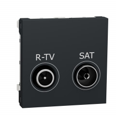 Unica - prise R-TV + SAT - individuel - 2 mod - Anthracite - méca seul